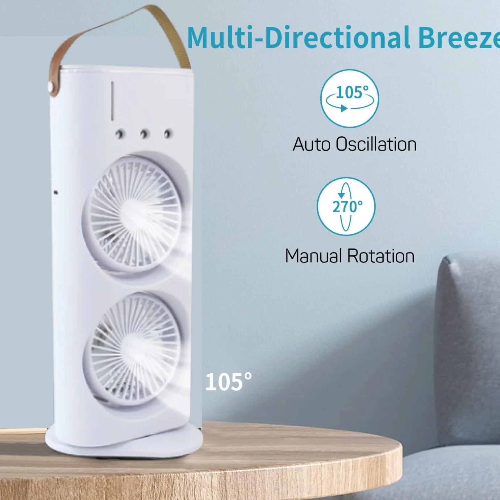 ❄️ Electric Double-Head Air Cooler Fan with Mist & Remote