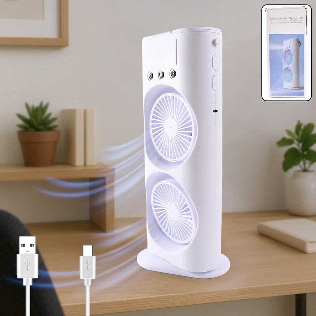 ❄️ Electric Double-Head Air Cooler Fan with Mist & Remote